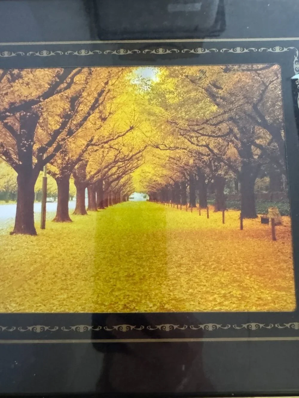 Vintage Holographic Autumn Landscape Framed Wall Art Gold Frame 10x12